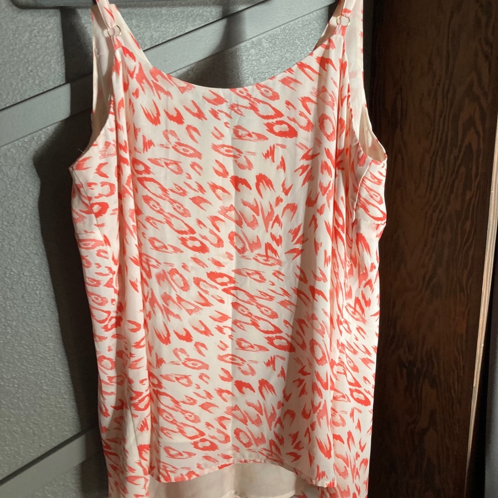 CAbi Coral & White Animal Print Tank